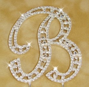 Large Swarovski Crystal Initial Wedding Cake Topper
