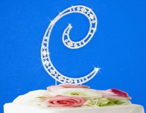 Small Swarovski Crystal Initial Wedding Cake Topper
