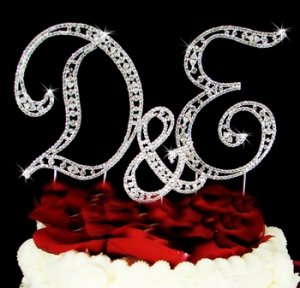 Swarovski Crystal Monogram Wedding Cake Topper Set