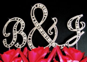 Swarovski Crystal Monogram Wedding Cake Topper Set