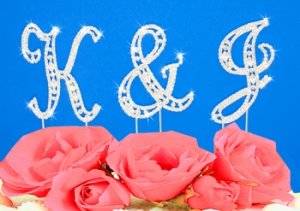 Small Swarovski Crystal Monogram Wedding Cake Topper Set