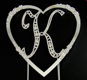 Large Vintage Initial & Large French Flower Heart Set