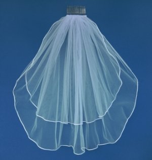 Double Layer Shoulder Length Ratail Edge Bridal Veil 20" and 25" VR S