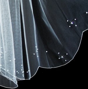 Single Layer Scalloped Cut Elbow Bridal Veil (V 125)