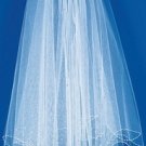 Scalloped Edge Pearl & Beaded Veil Elbow Length (V 696)