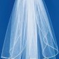 1/8" Satin Ribbon Edge Elbow Length Bridal Veil (VS E 1/8)