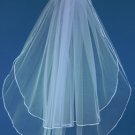Double Layer Fingertip Length Bridal Veil with a Satin Ribbon Edge 30" and 36" VS F