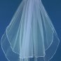 Double Layer Fingertip Length Bridal Veil with a Satin Ribbon Edge 30" and 36" VS F