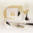 Black Tux Matching Guest Book, Pen, Cake Server & Flute Set