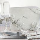 Enchanting Butterfly Wedding Guest Book & Pen, Flutes & Cake Server Set