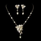 Gold Freshwater Pearl Bridal Jewelry Set NE 8262