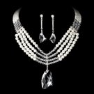 Silver Pearl and Swarovski Jewelry Set NE 8316