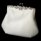 Elegant Vintage Inspired Bridal Purse with Floral Crystal Accent along Frame - BP 6