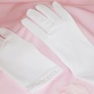 Children's Matte Satin Gloves with Beaded Pearl Accents GL Child 201