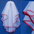 Veil with Red Satin Ribbon Edge Veil-655