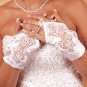 Satin Fingerless Wrist Length Bridal Gloves GL 9134-2W