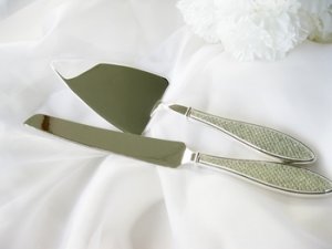 Rhinestone Handle Wedding Cake Server Set CS 83616