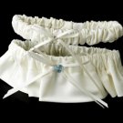 Matt Satin Garter with Crystal Blue Heart G206