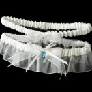Sheer Organza Garter with Swarovski Crystal Heart G205-Ivory