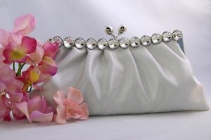 Silver Satin Bridal Evening Bag EB 302