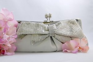 Silver Matte Satin Bridal Evening Bag EB 301