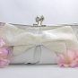 White Matte Satin Bridal Evening Bag EB 301