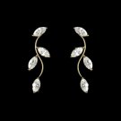 Gold/Clear Cubic Zirconia Wavy Vine Earrings E-3522-G