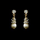 Gold and White Pearl Clip or Pierced Earrings E 212