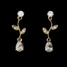 Gold Cubic Zirconia Drop and Vine Earrings E 2657