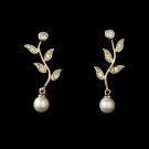 Gold & Ivory Pearl Vine Bridal Earrings E 3512