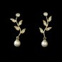 Gold & Ivory Pearl Vine Bridal Earrings E 3512