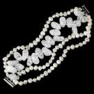 Cultured Freshwater Pearl & Glazed Crystal Bracelet B 8198