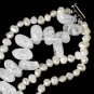 Cultured Freshwater Pearl & Glazed Crystal Bracelet B 8198