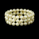 Ivory Pearl & Crystal Stretch Bracelet B 10419