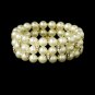 Ivory Pearl & Crystal Stretch Bracelet B 10419