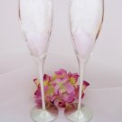 Silver Crystal Lily Wedding Toasting Champagne Flutes FL 21063