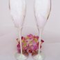 Silver Crystal Lily Wedding Toasting Champagne Flutes FL 21063
