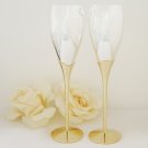 Silver with Gold Lily Stem Champagne Flutes 22663