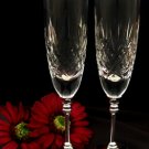 Wedding Toasting Crystal Flutes w/ Silver Stem 8713