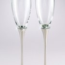 Elegant Silver Wedding Toasting Flutes with Crystals FL 21082