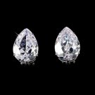 Stunning Large Teardrop French Clip Pierced Cubic Zirconium Earrings E 5335