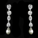 Breathtaking Cubic Zirconium & Pearl Drop Earrings E 5289