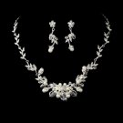 Silver Swarovski Crystal & White Pearl Jewelry Set NE 7223