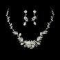 Silver Swarovski Crystal & White Pearl Jewelry Set NE 7223