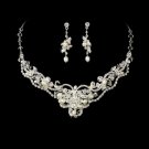 Silver Freshwater Pearl & Crystal Jewelry Set NE 7825