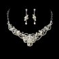 Silver Freshwater Pearl & Crystal Jewelry Set NE 7825