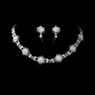 Silver White Pearl Crystal Choker Jewelery Set NE 145