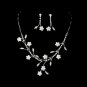 Silver & White Pearl Floral Jewelry Set NE 142
