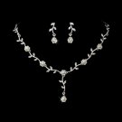 Floral Bridal Silver White Pearl Jewelry Set NE 383