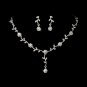 Floral Bridal Silver White Pearl Jewelry Set NE 383